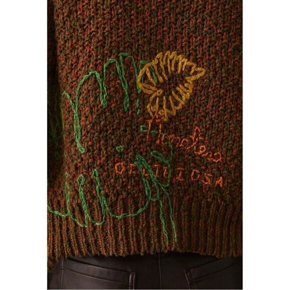 NEW Wendy Wurtzburger & Marcella Volini Anthropologie Monstera Cardigan Sweater - Picture 4 of 5